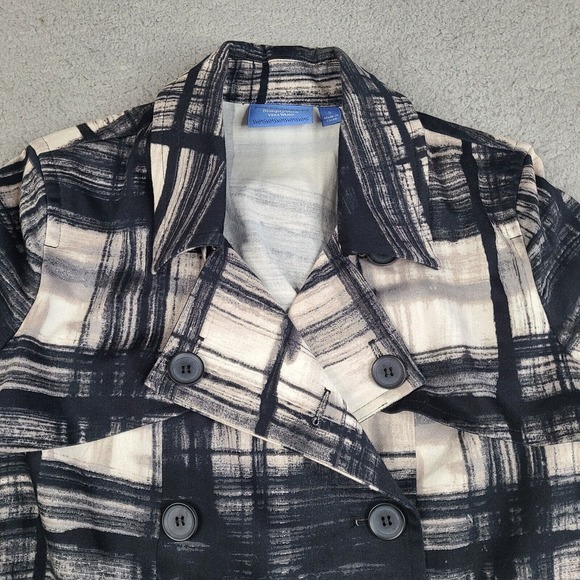 Simply Vera‎ Jacket Blazer Womens Small Black White Plaid Button Double Breasted - Picture 3 of 16